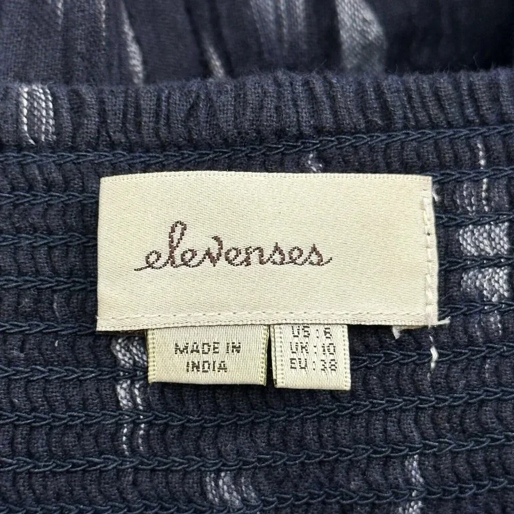 Elevenses Jumpsuit Women 6 Blue‎ White Geometric Spaghetti Strap Front Zip
